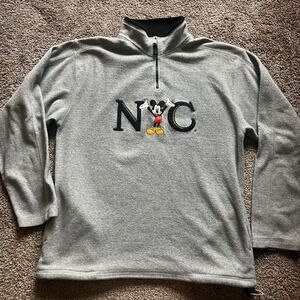 Disney NYC Mickey Mouse‎ Quarter Zip Pullover Fleece Sweatshirt Medium